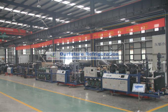 R404a Bitzer refrigeration compressor unit for -18℃ lamb cold storage with PLC auto control system