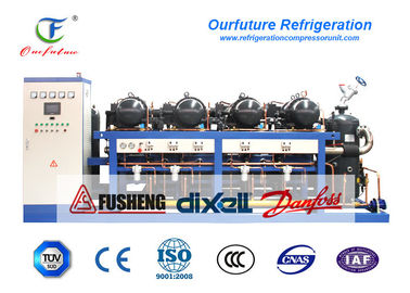 R404a  HSK7471-75 screw type parallel compressor racks for -18 degree cold storage